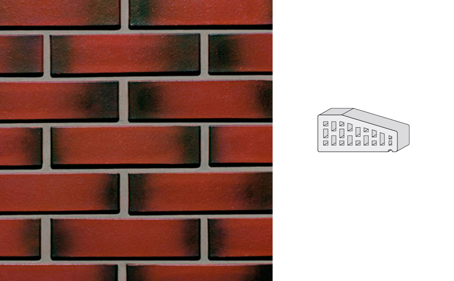 Кирпич клинкерный пустотелый LHL Klinkier i AKA (CRH) ETNA фасонный P-1 PERFOROWANA, 250*120*65 мм