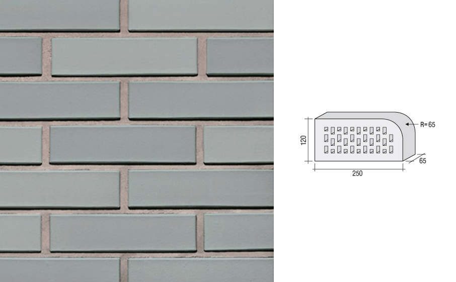 Кирпич клинкерный пустотелый LHL Klinkier i AKA (CRH) SYRIUSZ CIENIOWANY фасонный QW1, 250*120*65 мм