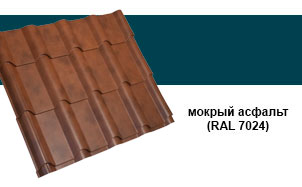 Металлочерепица Grand Line Kamea Quarzit Lite RAL 7024 мокрый асфальт
