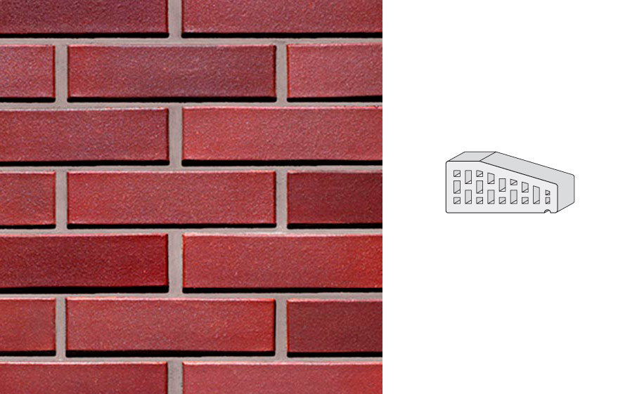 Кирпич клинкерный пустотелый LHL Klinkier i AKA (CRH) RUBIN CIENIOWANY фасонный P-1 PERFOROWANA, 250*120*65 мм