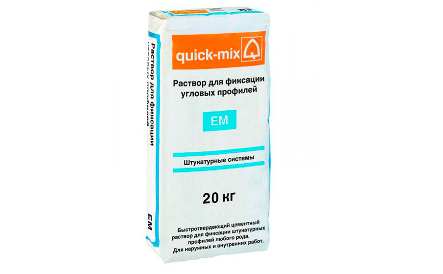 Цементный раствор для фиксации угловых профилей quick-mix EM, 25 кг