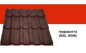 Металлочерепица Grand Line Kvinta Velur 20 RAL 8004 терракотта