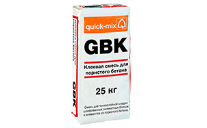 Клеевая смесь для пористого бетона quick-mix GBK, 25 кг
