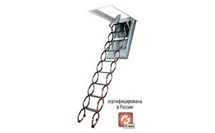 Металлическая лестница FAKRO LSF, высота 3000 мм, размер люка 600*1200 мм