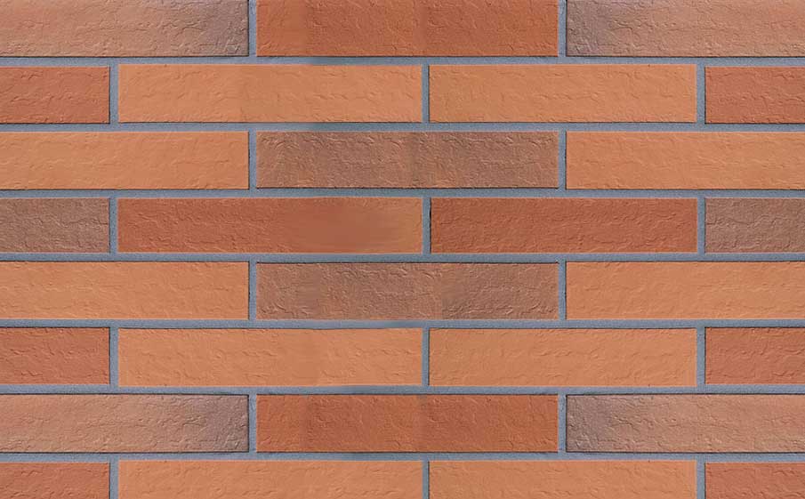 Клинкерная фасадная плитка Stroher Keravette Chromatic 316 patrizienrot ofenbunt рельефная DF8, 240*52*8 мм