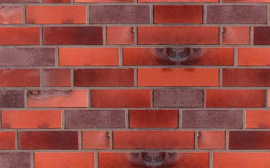 Кирпич клинкерный пустотелый ABC 8109 Oldenburg rot-bunt Schmolz mit kohlebrand гладкий, 240*90*71 мм