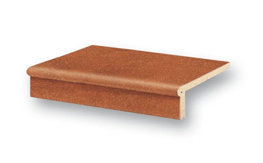 Клинкерная ступень фигурный угол Stroeher Keraplatte Roccia 841 rosso, 294x115x52x10 мм