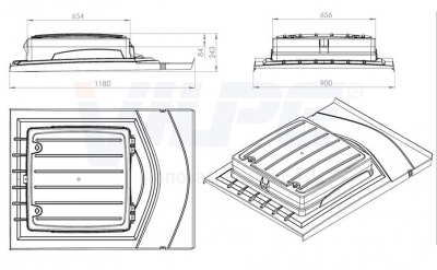 Кровельный люк UNIROOF 1180*900*243 мм, светло-серый