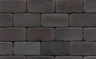 Тротуарная клинкерная брусчатка Muhr №15SG, Schwarz-bunt edelglanz gerumplet, 200*100*52 мм