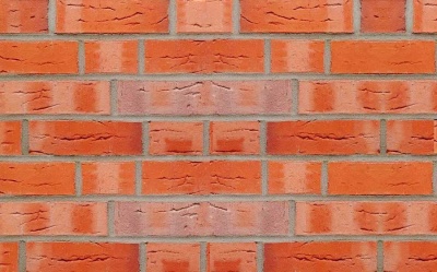 Клинкерная фасадная плитка ABC Schuttorf R 7558 "Grafschafter" Landhaus rot-bunt wasserstrich рельефная NF14, 240*71*14 мм